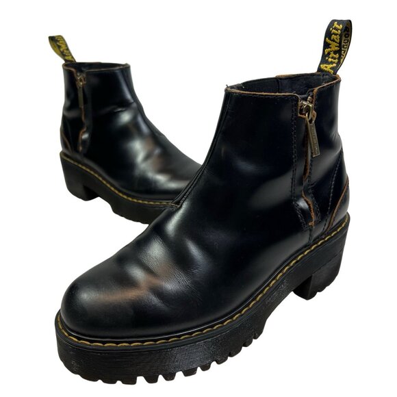 Dr. Martens Rometty II Womens Size 7 Platform Chelsea Boots Black Leather - Picture 2 of 9